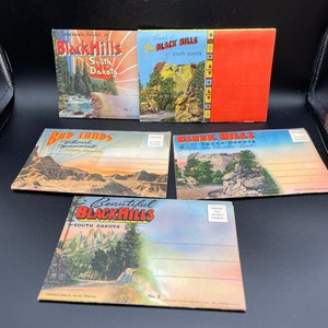Black Hills and Badlands South Dakota Souvenir Fold Out Postcards 1940&#39;s 1930&#39;s Set of 5
