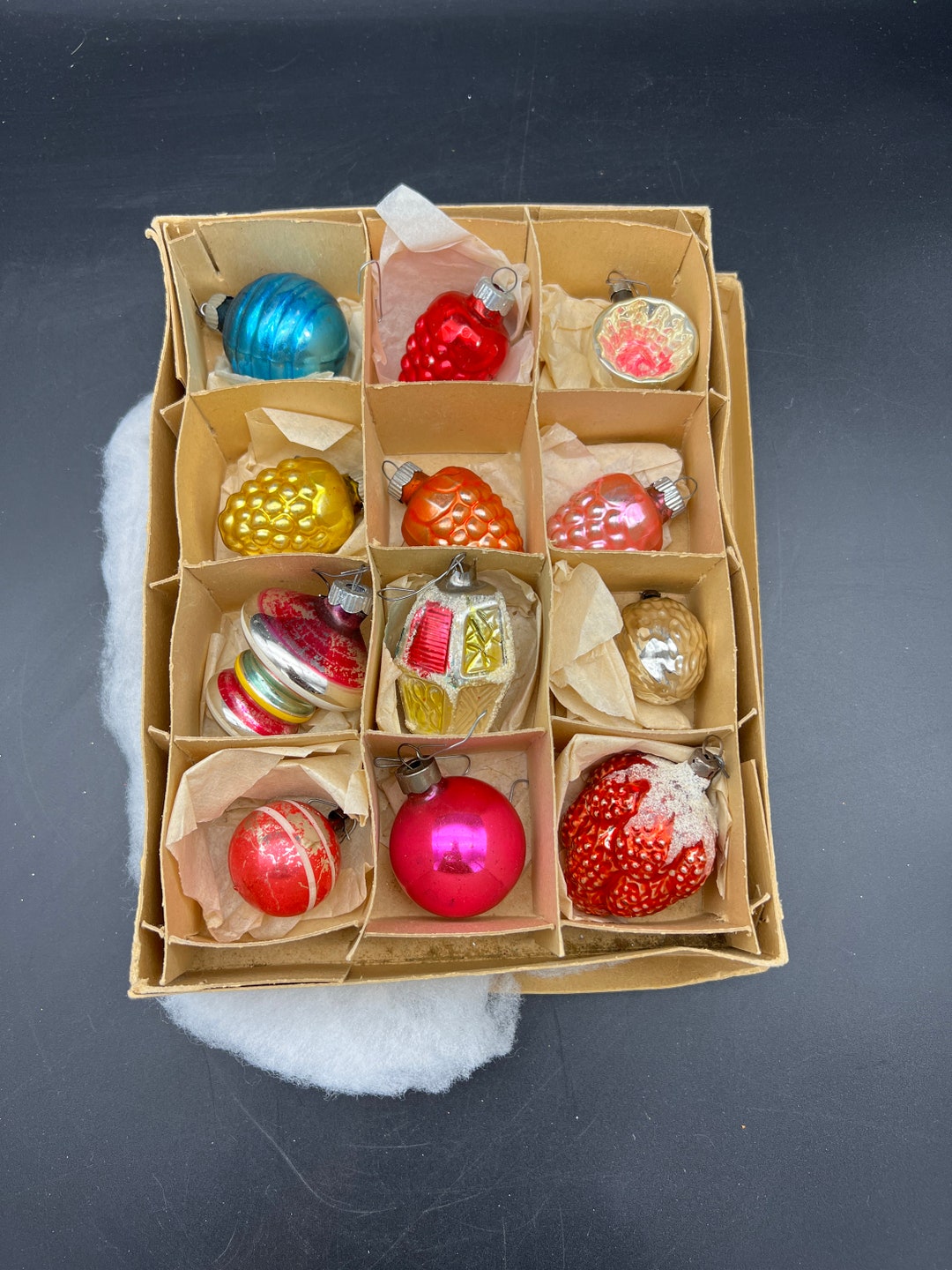 Set of 12 VERY OLD Glass Christmas Ornaments Etsy