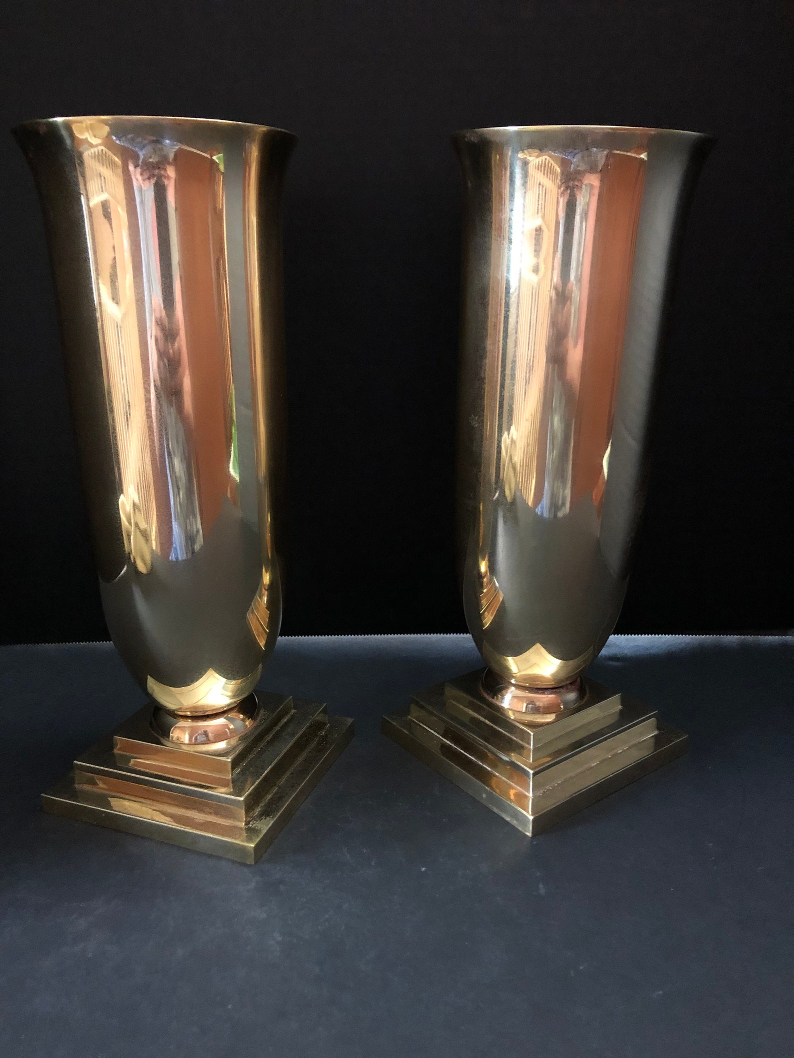 Vintage Solid Brass Altar Vases Art Deco Etsy
