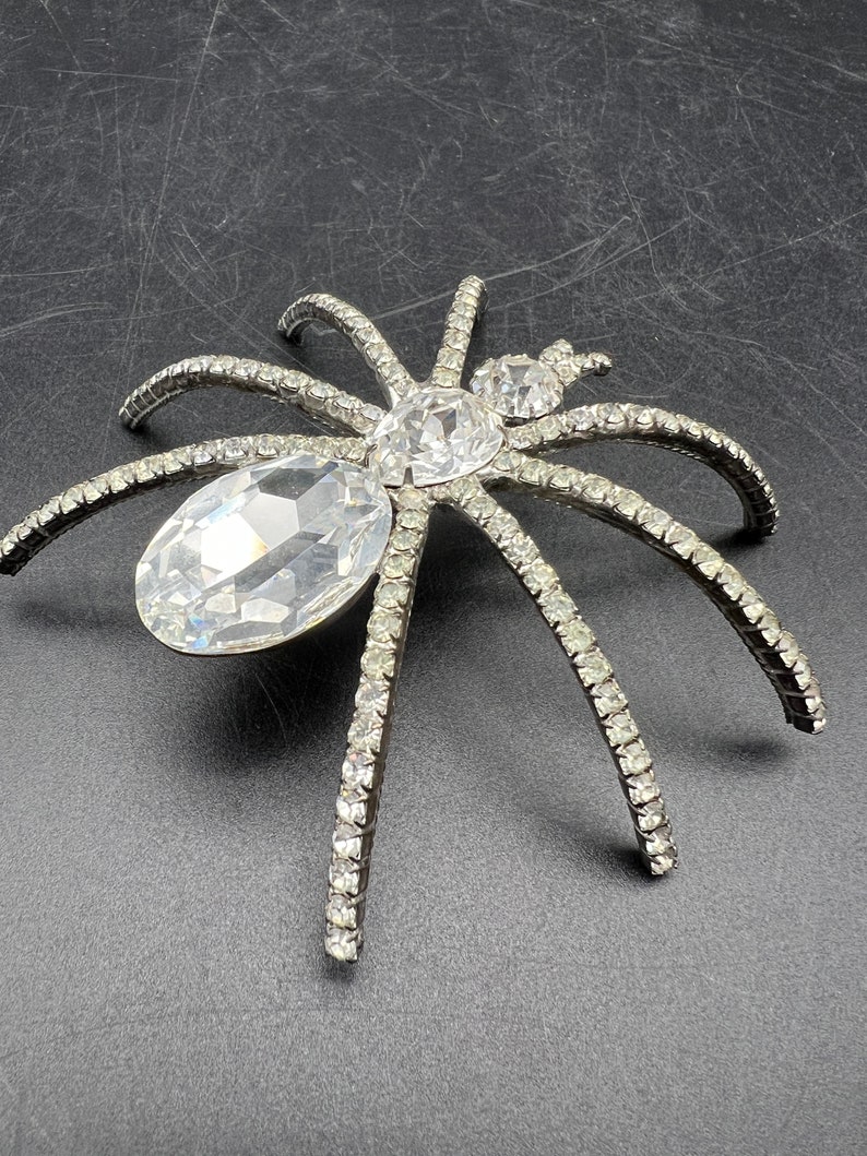 Large Rhinestone Spider Brooch 3.5 Inches image 4