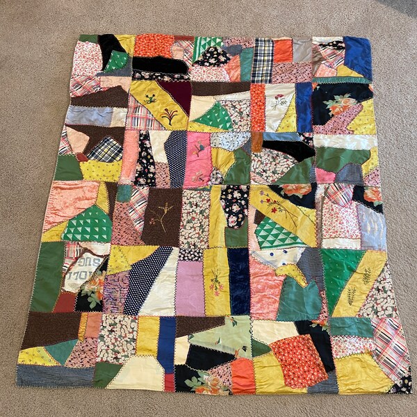 Antique Crazy Quilt Etsy