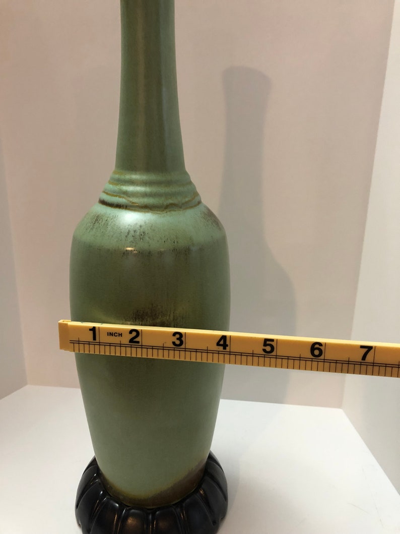 Frankoma Prairie Green Pottery Tall Vase Signed and Numbered