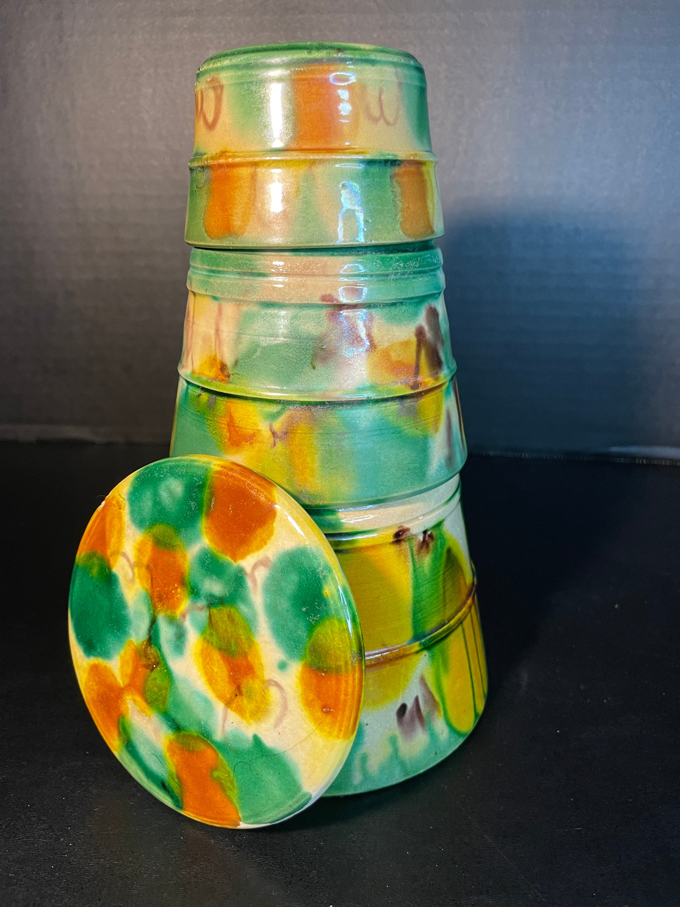 Vintage Antique Egg and Spinach Glaze Stacking Measuring Bowls Etsy