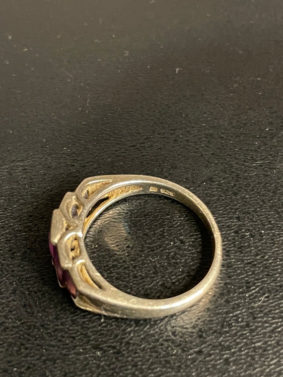 Vintage 5 Stone Amethyst Ring Size 10 - image 7
