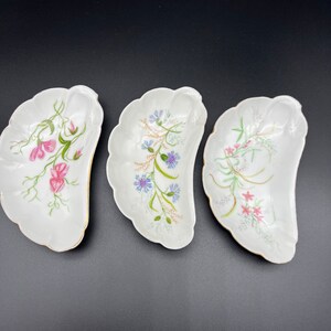 Antique H & Co Limoges France Hand Painted Bone Dishes Set of 3 1890
