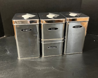 Vintage Chrome Masterware Canisters Set of 4