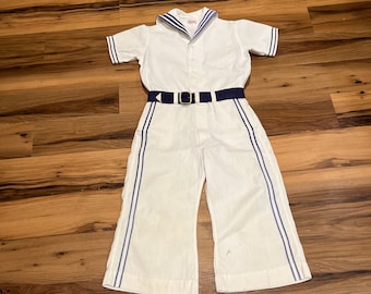 Kaynee Oliver Twist 1940's Sailor Suit Boys Size 7 WWII Era Kids Sailor Suit