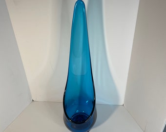 MCM Viking Glass Swung Glass Candleholder Brilliant Blue