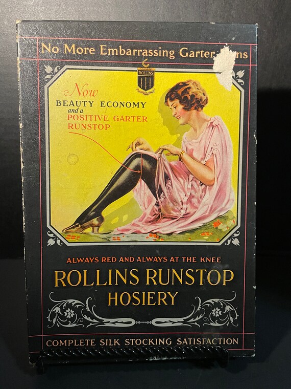1920 s Rollins Runstop Hosiery Box Great Graphics Etsy