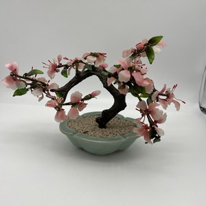 Vintage Glass Cherry Blossom Bonsai Tree