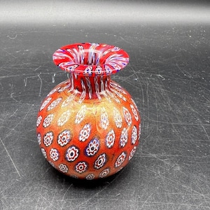 Bucella Cristalli Murano Red and Blue Glass Millefiori Aventurine