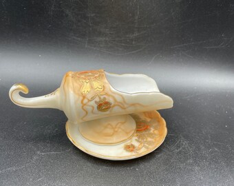 Beautiful Hand Painted Porcelain Spice Scoop with Under Plate