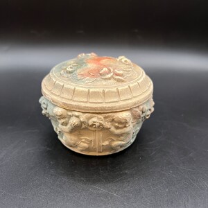 Worlds Fair 1933 Fleuron Quartz Pottery Trinket Box A Century of Progress Chicago