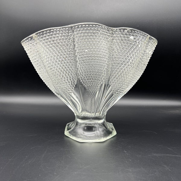 Fenton Hobnail Clear Glass Fan Vase 1930's