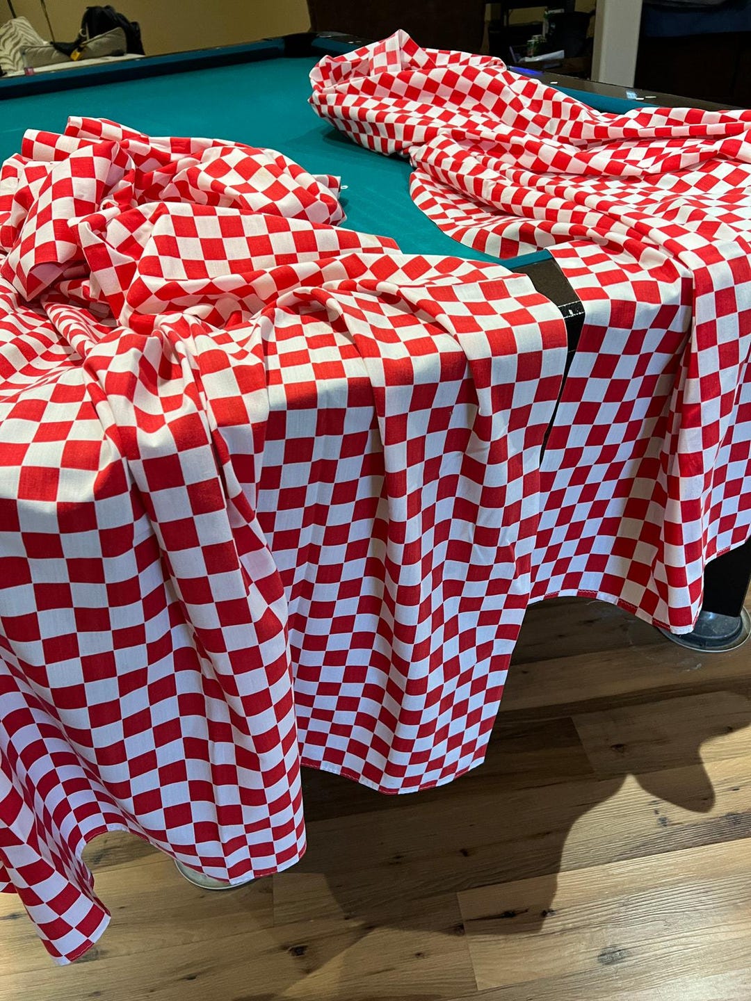 Red and White Checkered Gingham Tablecloth Very Long Set of 2 - Etsy