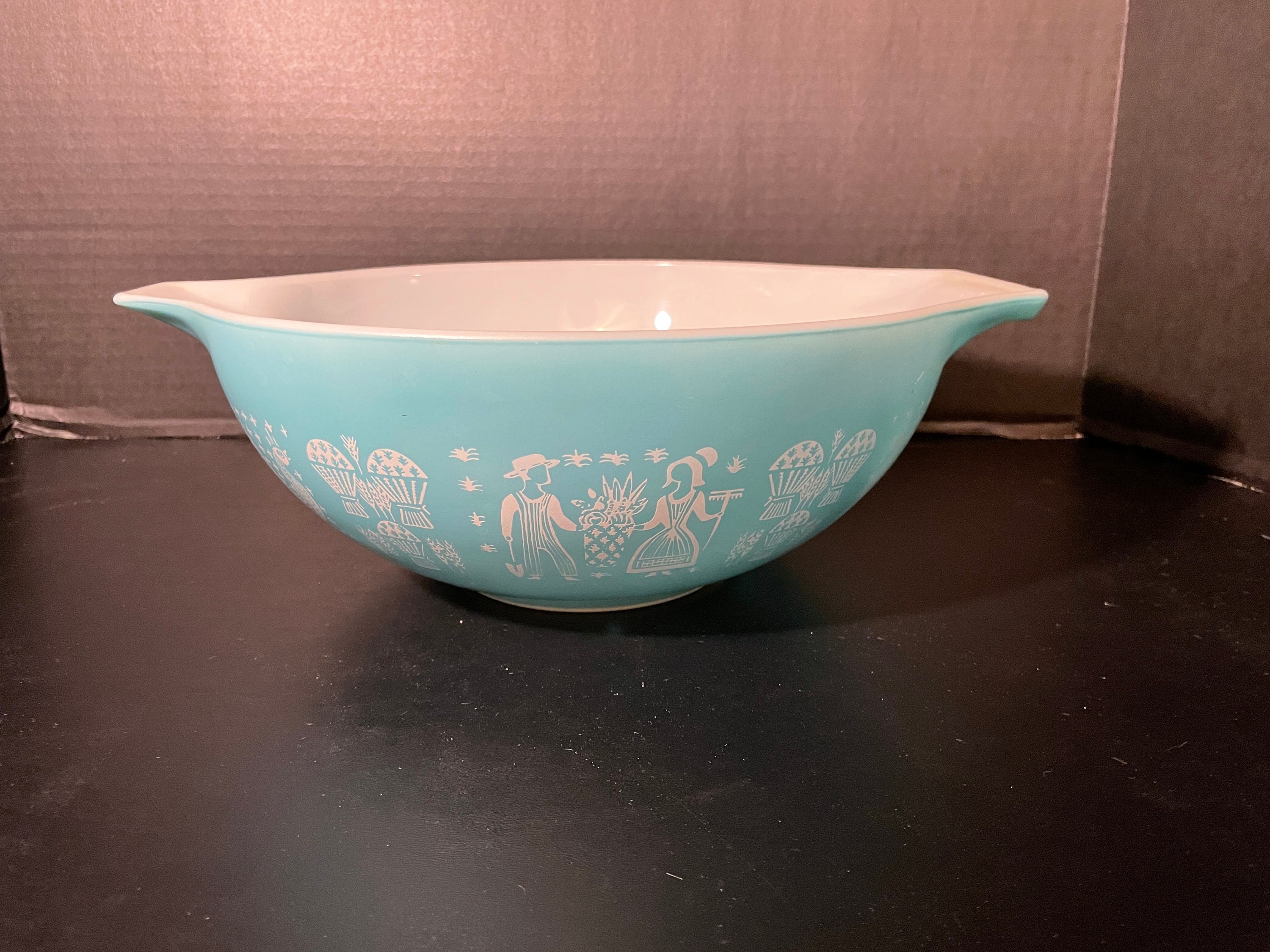 SUPERB Vintage Pyrex Blue Butterprint Amish Farm No. 401 Nesting - Ruby Lane