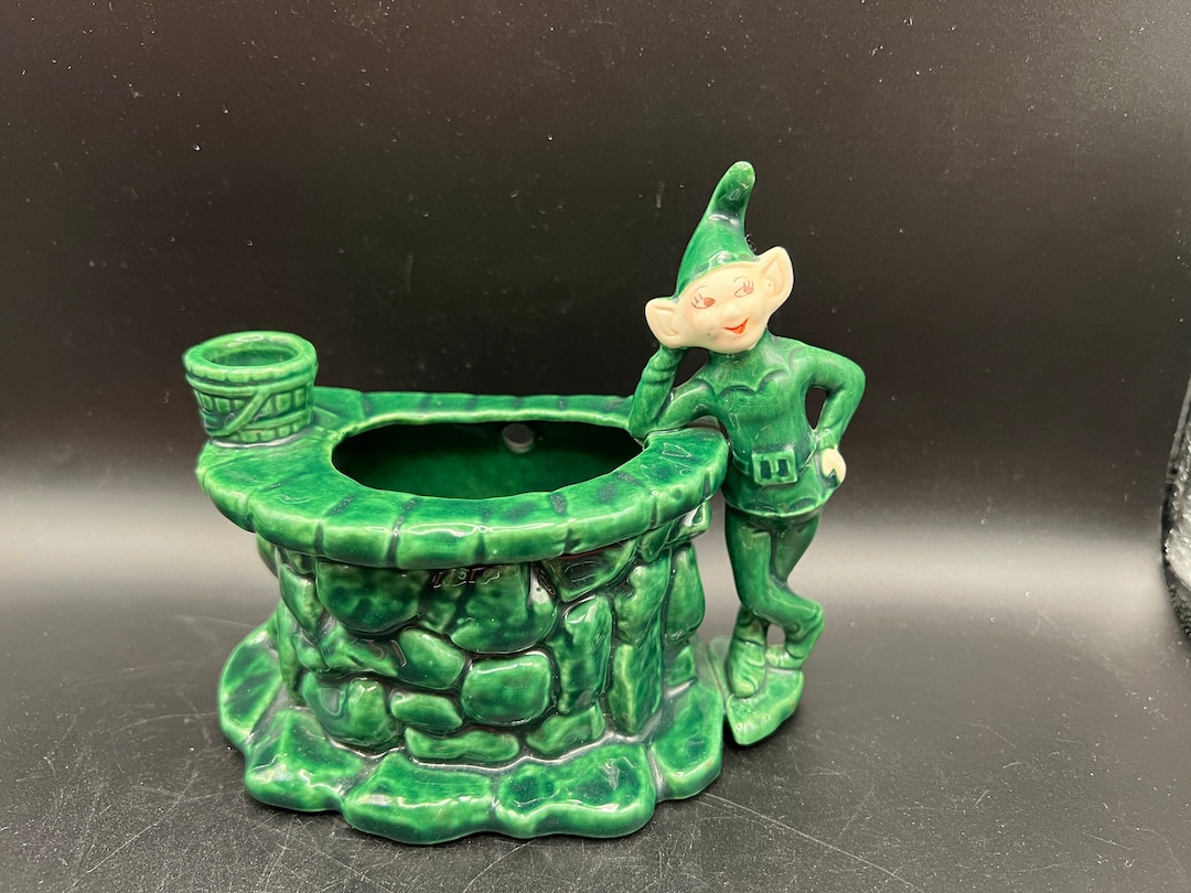 Treasure Craft Green Elf Pixie Wishing Well Planter Wall Pocket - Etsy