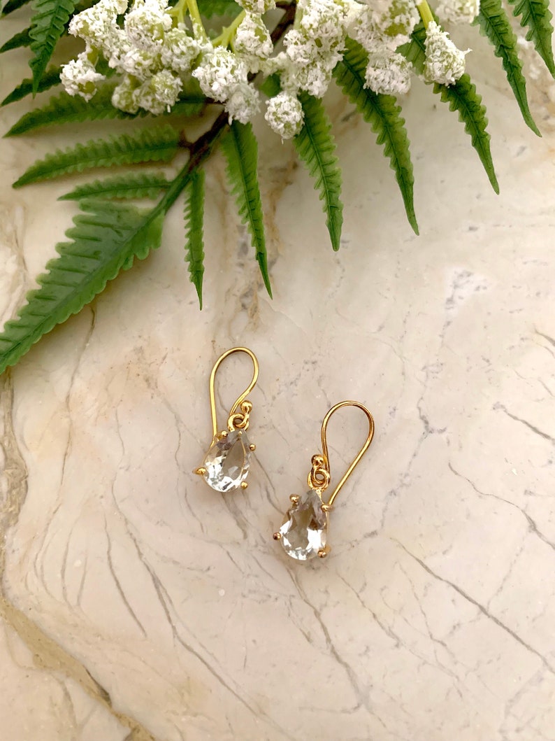 Green Amethyst set in sterling silver gold plated earrings