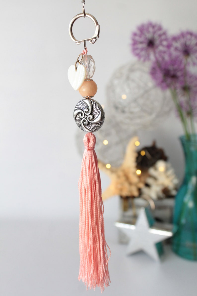 Pink Car Mirror Hanging Bag Charm Tassel Silk Charm Heart Etsy