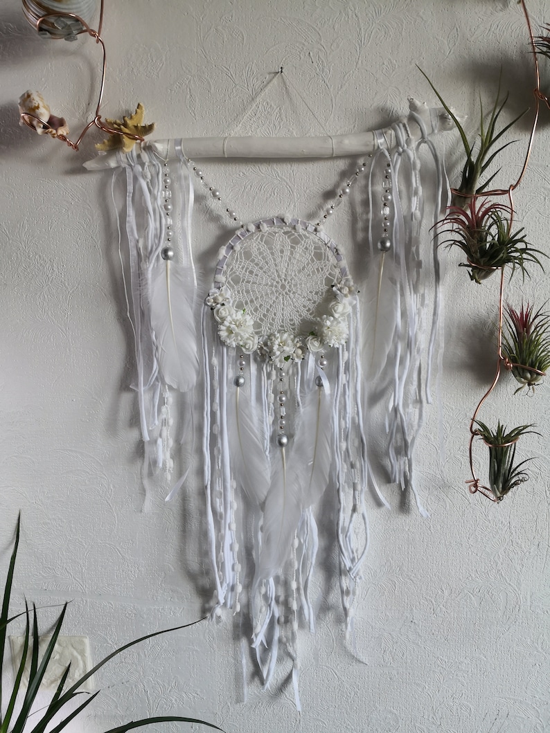 Dreamcatcher wedding Traumfanger Dreamcatcher white Dreamcatcher Crochet Dream catchers wall hanging Boho Baby Bohemian room decor