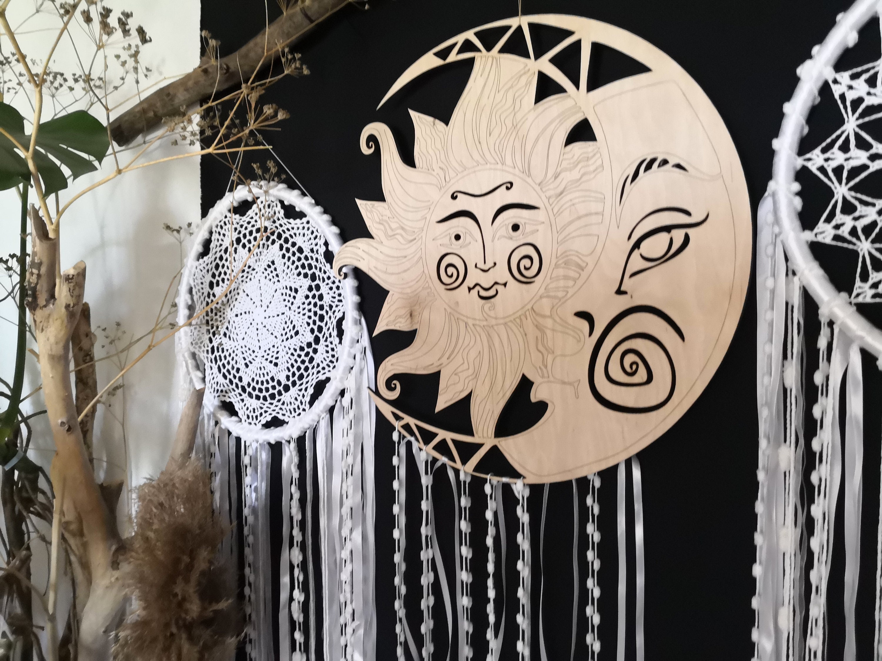Moon and Sun dream catcher Boho wedding dream catchers Boho Etsy