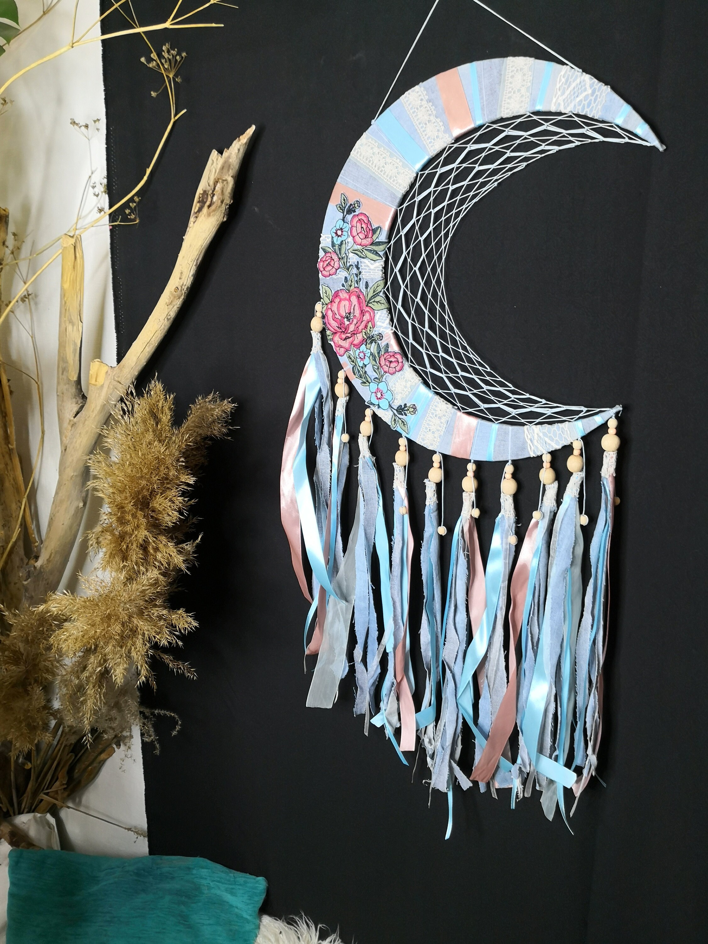 Wooden Moon Home Decor Wall Hanging Moon Etsy