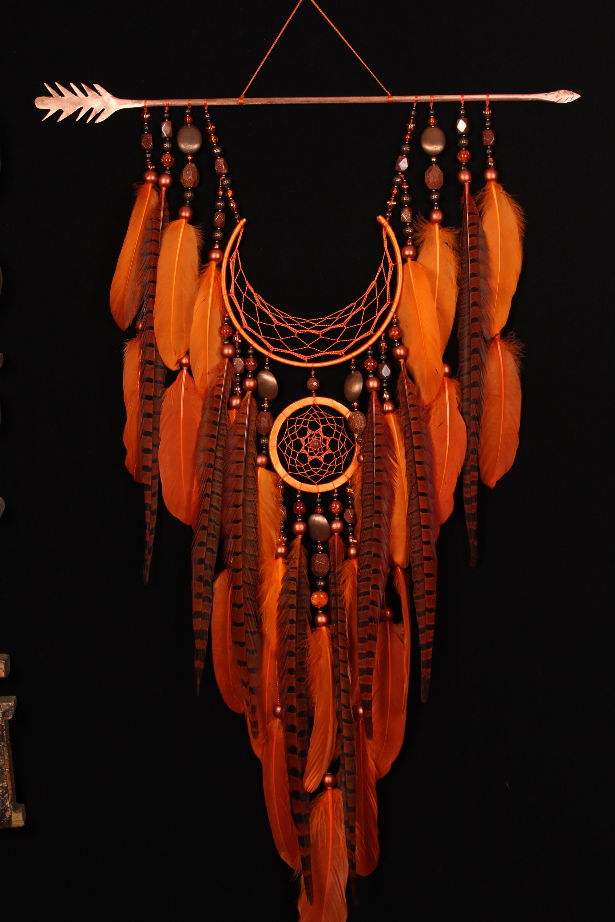 Large Dream catcher Orange Arrow copper dreamcatcher Boho Etsy