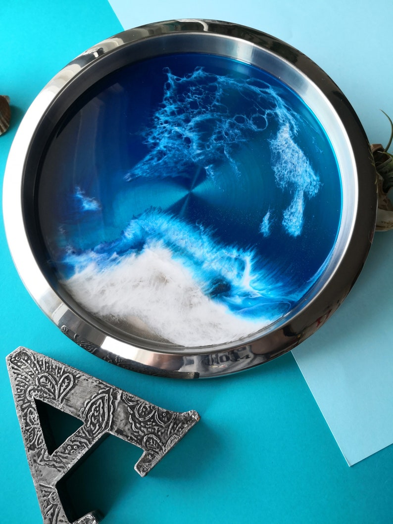 Epoxy resin Tray 13.78 Epoxy Resin Art Round Serving Etsy