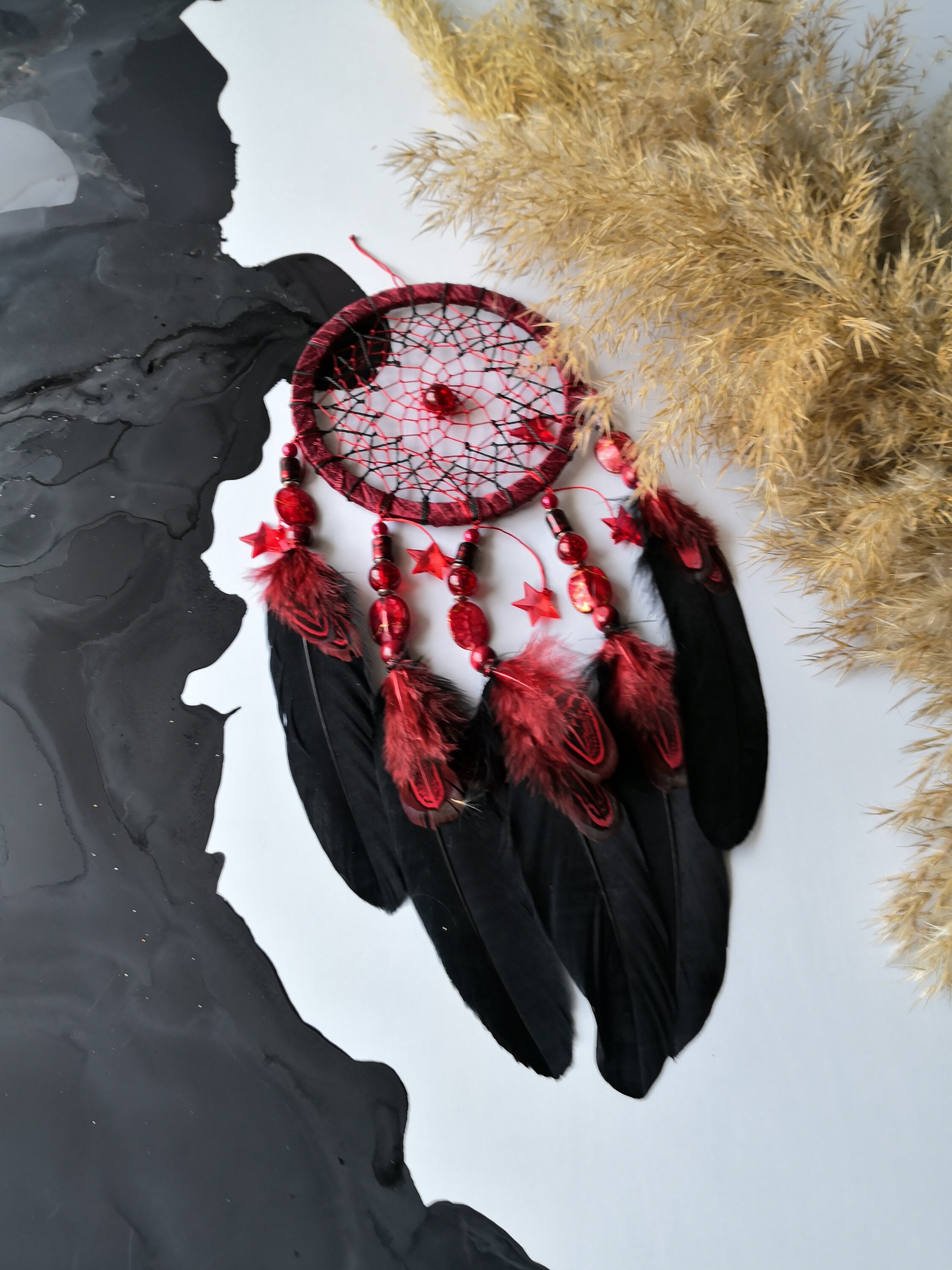Small dream catcher black and red dreamcatcher small unique Etsy
