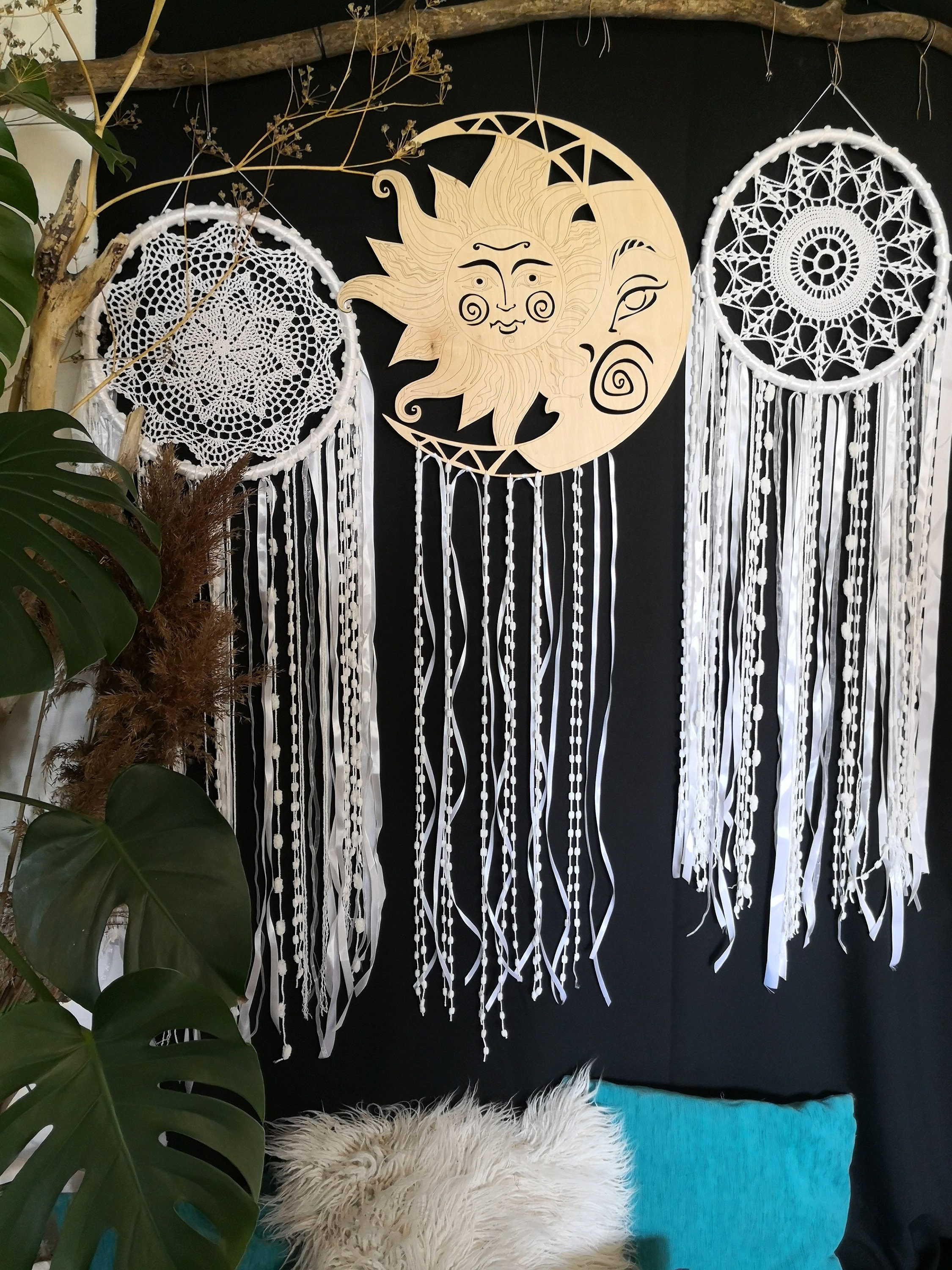 Moon and Sun dream catcher Boho wedding dream catchers Boho Etsy