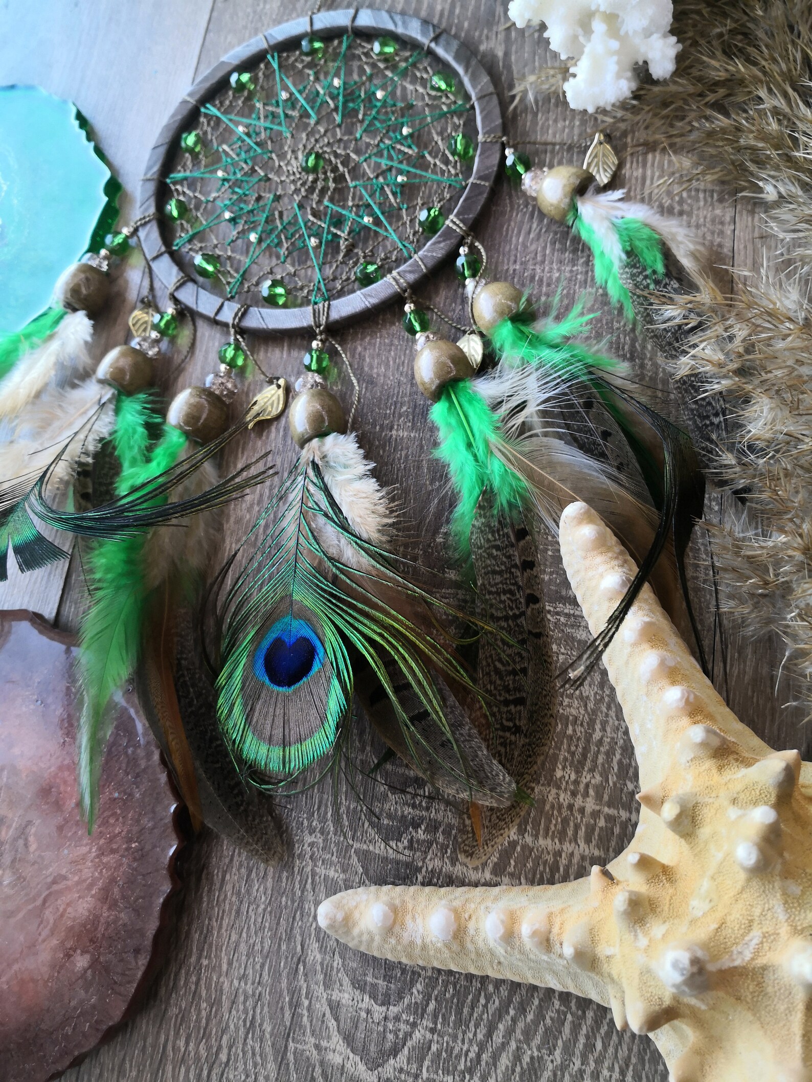 Green gray dream catcher small dreamcatcher home decor wall Etsy