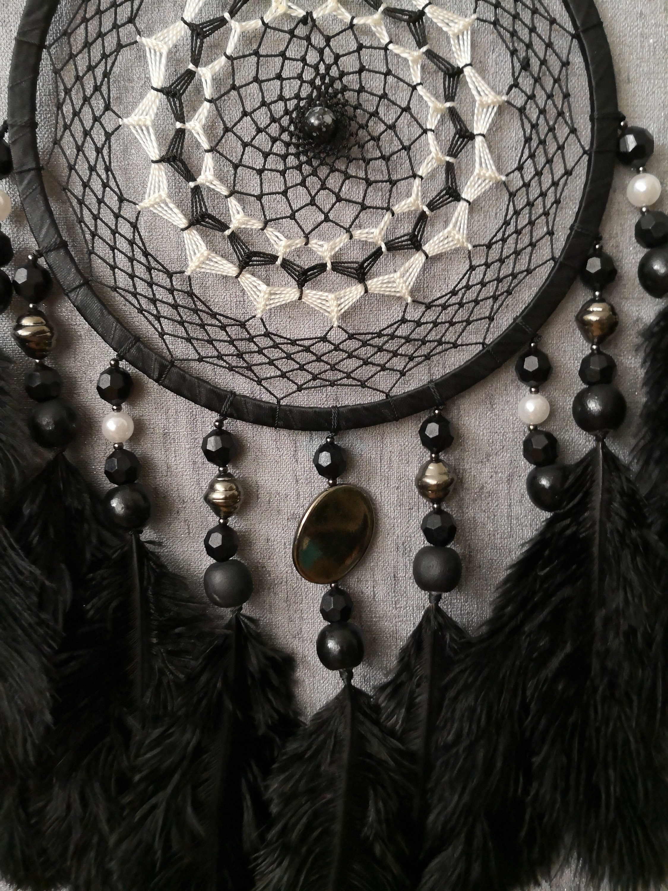 Black & white dreamcatcher Boho wall decor dream catcher Etsy
