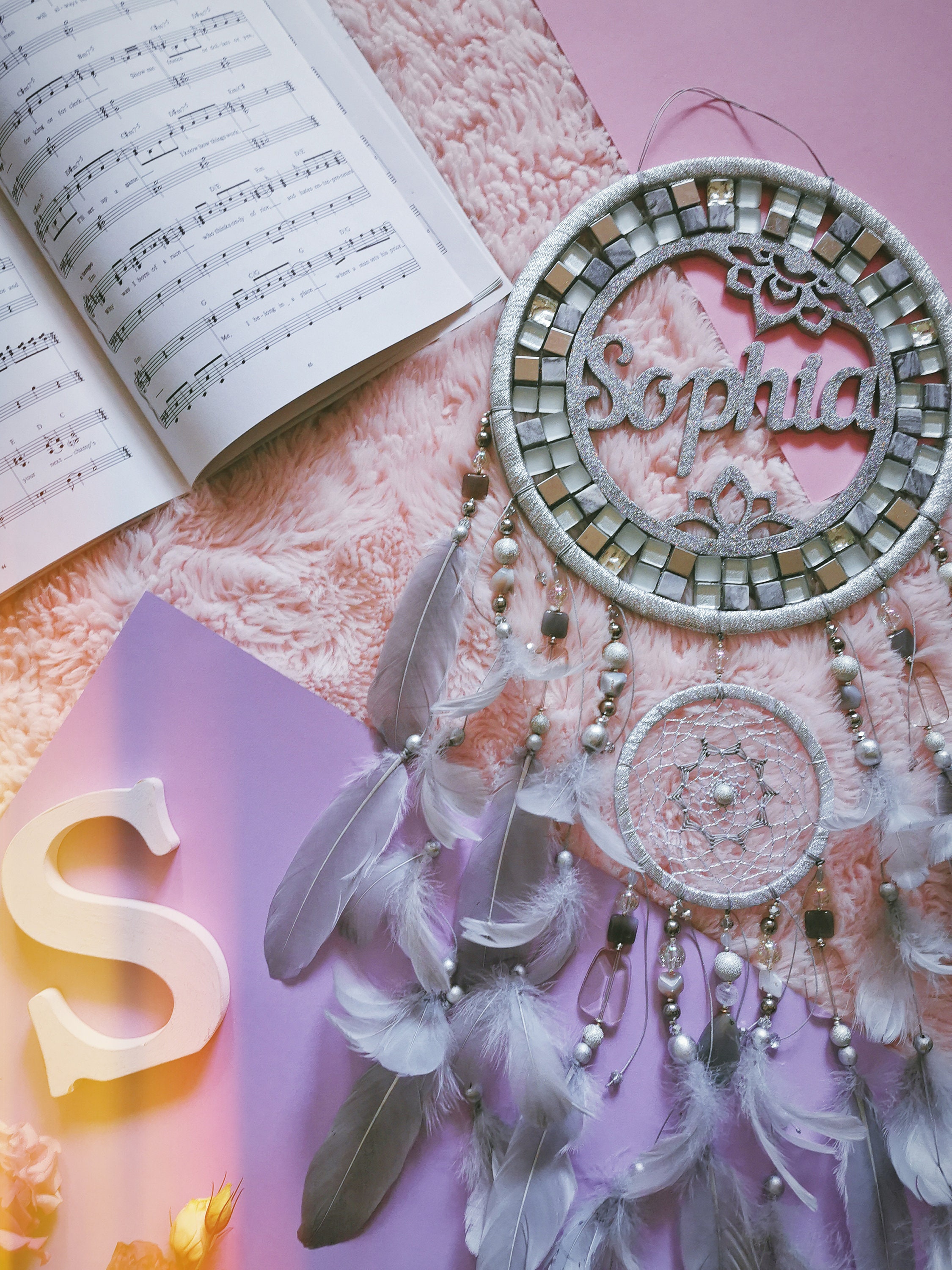 Name Dreamcatcher Silver Dream Catcher Home Decor Dream Etsy