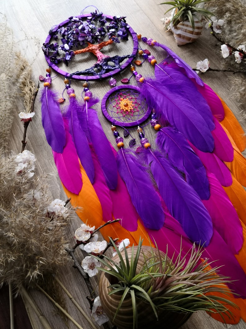 Purple Tree of Life Lilac Dream Catcher Wall Hanging Etsy
