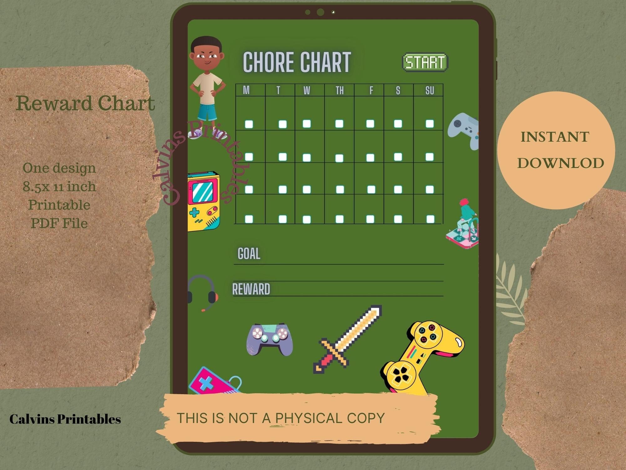 Printable Chore Chart For Kids Black Boys Chore Chart Etsy