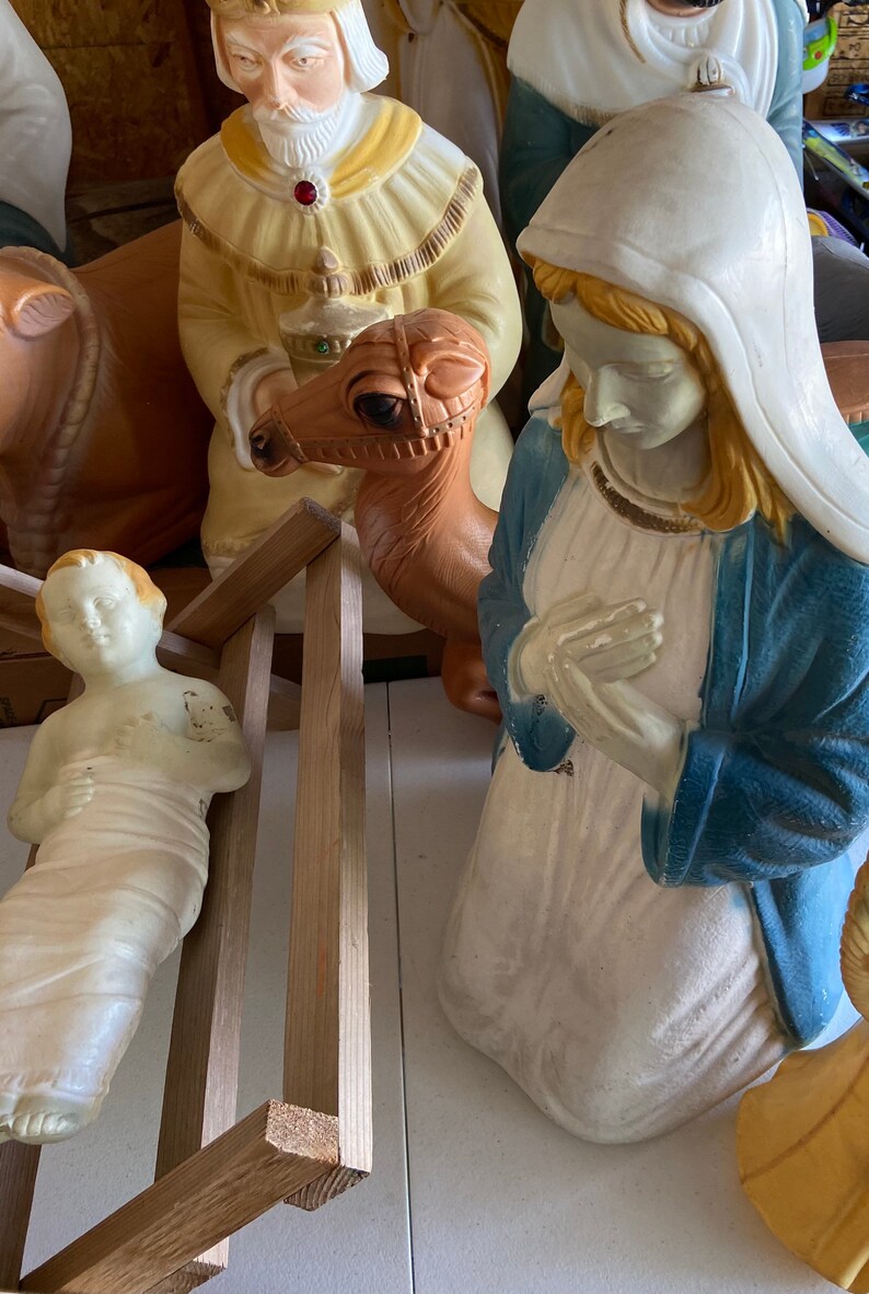 Poloron Blow Mold Christmas Vintage Nativity Set Full Set 12 Etsy