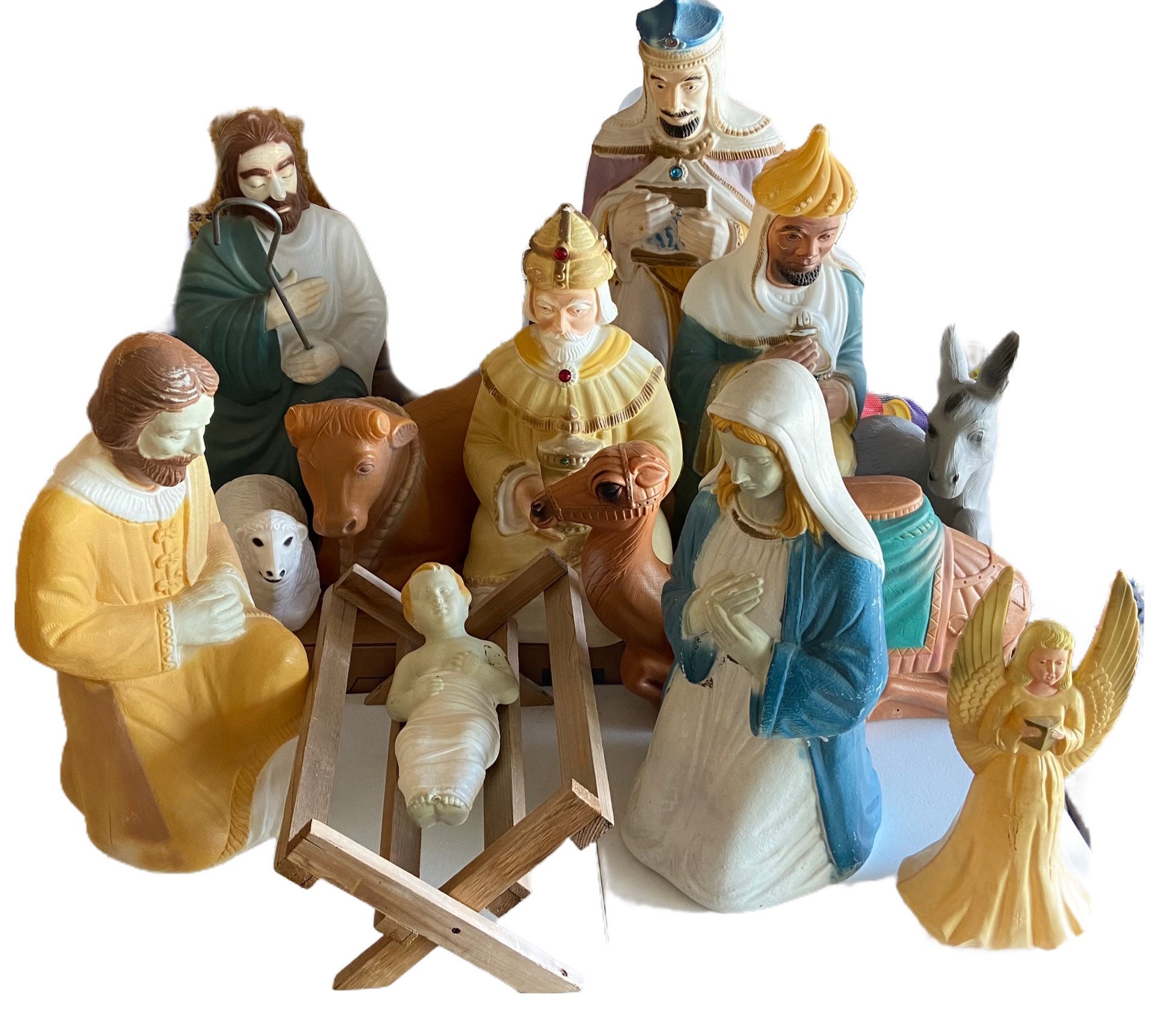 Poloron Blow Mold Christmas Vintage Nativity Set Full Set 12 Etsy