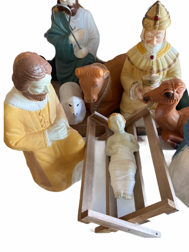 Poloron Blow Mold Christmas Vintage Nativity Set Full Set 12 Etsy