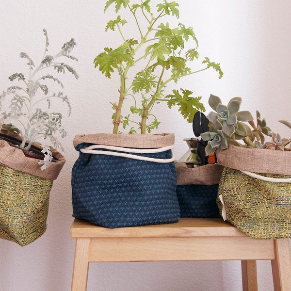 Plant pot basket medium - Fabric basket - Home organisation basket - Decorative basket - Waterproof basket - model CABILA BASIC MEDIUM
