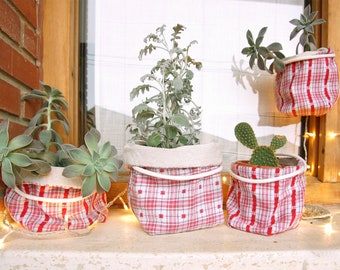 Set Christmas baskets - Xmas Plant pot cover -  Fabric basket - Home Christmas edition basket - Waterproof basket - model CABILA XMAS