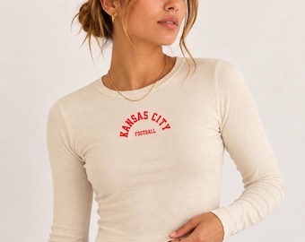 Kansas City Football - Women's Fitted Long Sleeve Shirt - Game Day Outfit