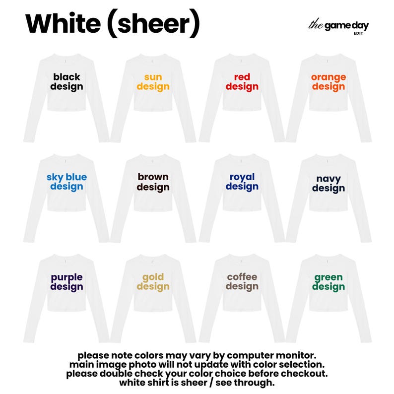 The image is a collage of 12 different color designs of white shirts, each with a unique color and style. The colors include black, red, orange, brown, royal, navy, purple, gold, coffee, and green. The shirts are arranged in a grid format, with each row representing a different color design and each column representing a different type of shirt. The image does not contain any text, and the colors and designs are described in detail without any redundancy or vague wording.