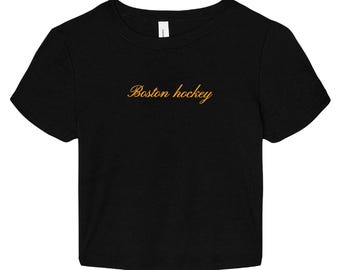 Boston Hockey Crop Top | Women's Baby Tee, Game Day Outfit