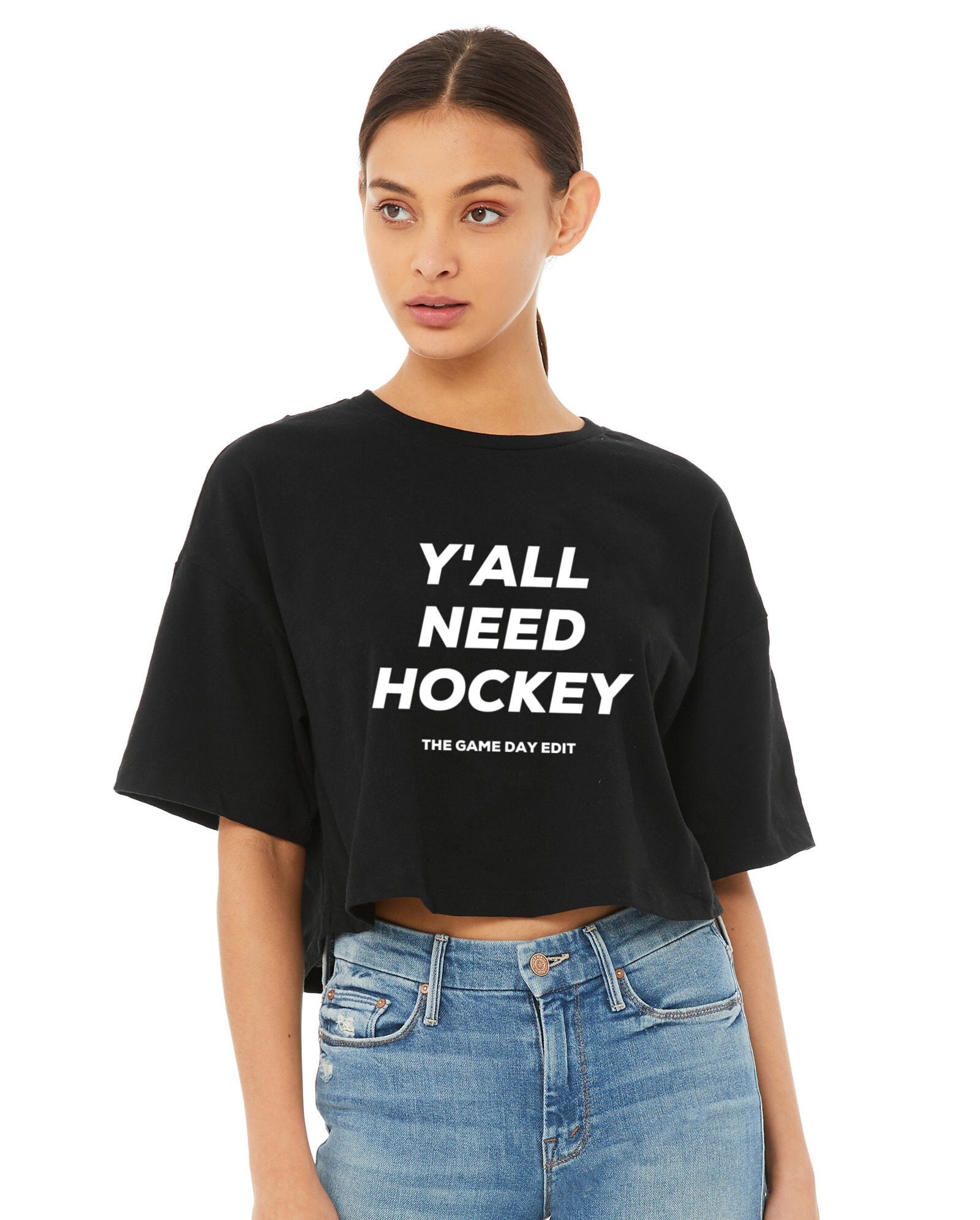 TheGameDayEdit Y'all Need Hockey | Hockey Sweatshirt | Hockey Shirt Women | Hockey Crop Top | Hockey Game Outfit | Cute Hockey Shirt