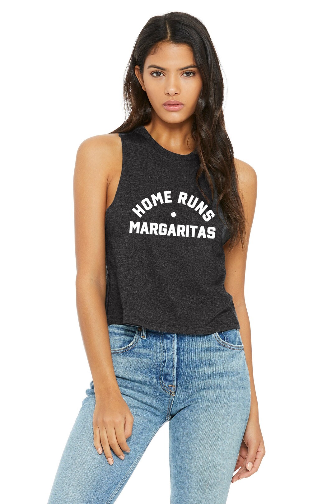 Baseball Mom Tank Top – Women's Cropped Sleeveless Top With Heart Graphic, Game Day Shirt - View #3
