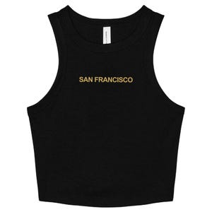 San Francisco Crop Top | Micro Ribbed Racer Tank, Football Shirt