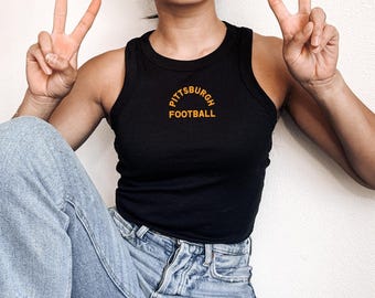 Pittsburgh Football Crop Tank Top | Game Day Racerback