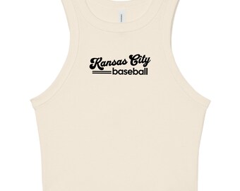 Kansas City Baseball Crop Top | Micro Ribbed Racer Tank