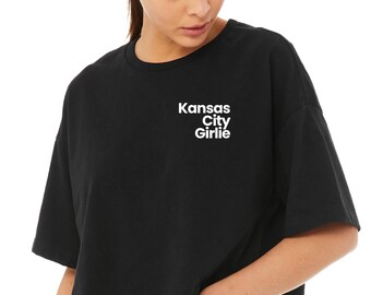 Kansas City Girlie Football Crop Tee | Handmade Game Day Shirt
