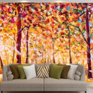 Autumn Yellow Birch Trees Forest Wall Mural Home Decor